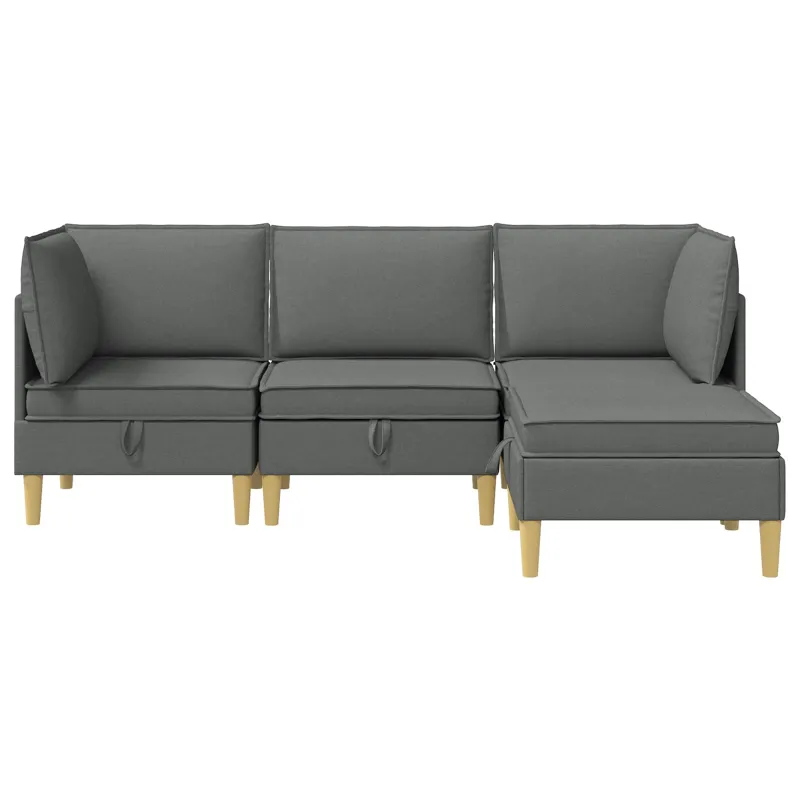 Modulinė sofa su laikymo vieta 4 pcs Tamsiai pilka Audinys