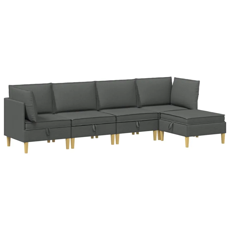 Modulinė sofa su laikymo vieta 5 pcs Tamsiai pilka Audinys