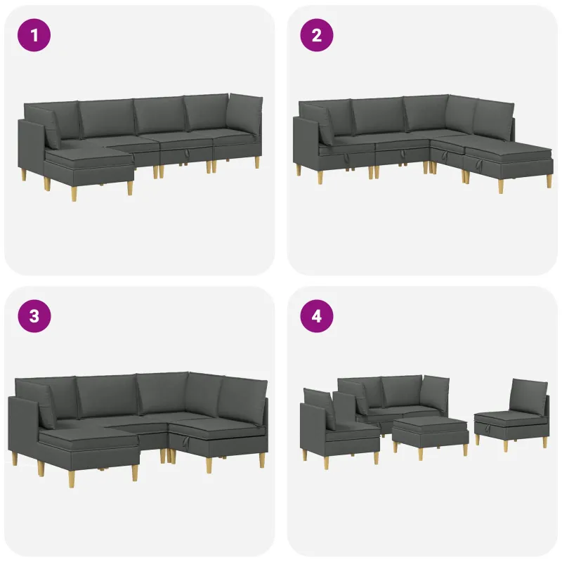 Modulinė sofa su laikymo vieta 5 pcs Tamsiai pilka Audinys
