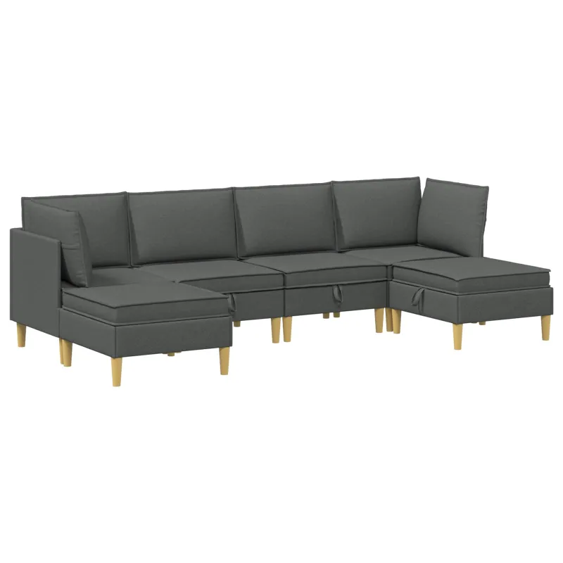 Modulinė sofa su laikymo vieta 6 pcs Tamsiai pilka Audinys
