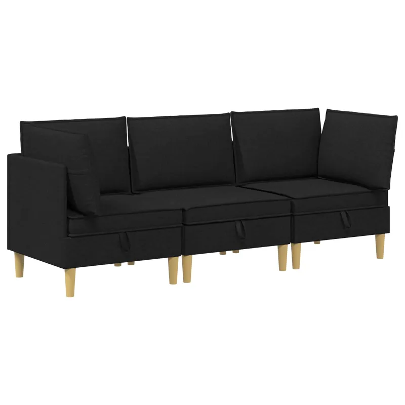 Modulinė sofa su laikymo vieta 3 pcs Juoda Audinys
