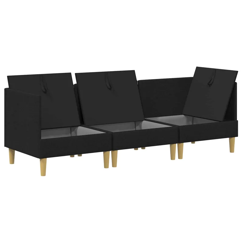 Modulinė sofa su laikymo vieta 3 pcs Juoda Audinys