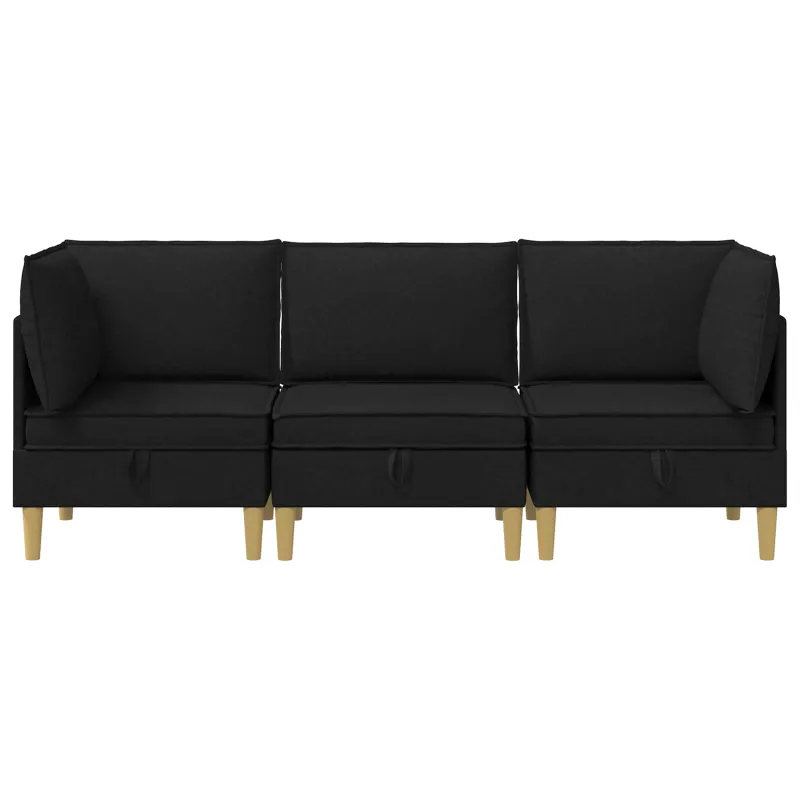 Modulinė sofa su laikymo vieta 3 pcs Juoda Audinys