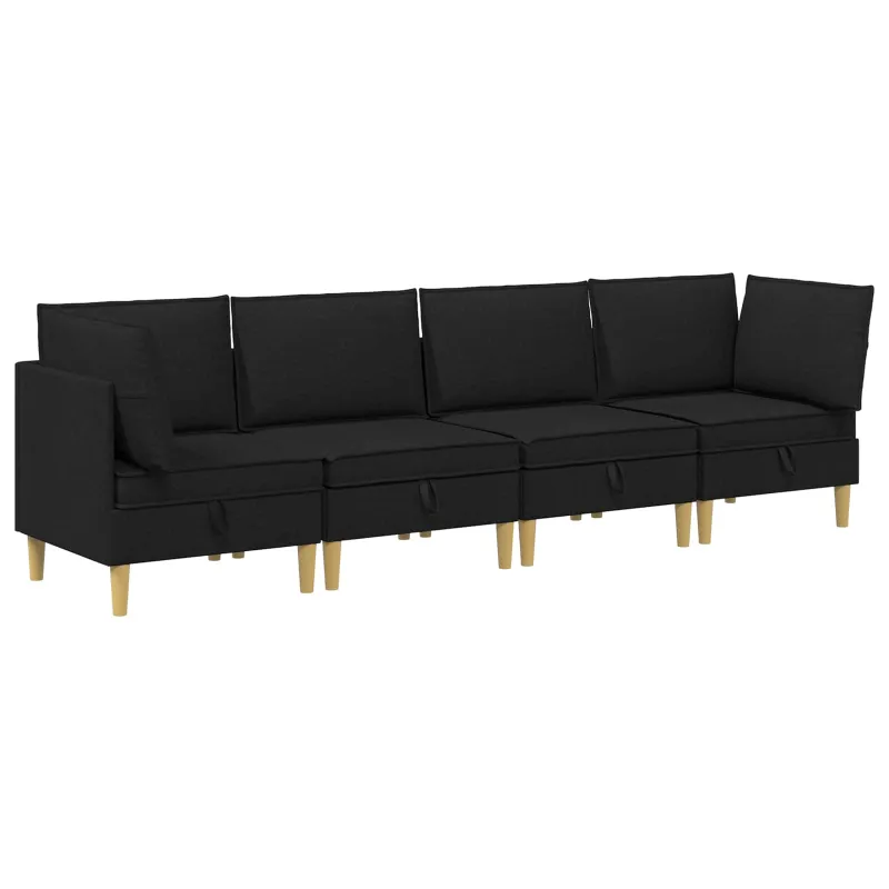 Modulinė sofa su laikymo vieta 4 pcs Juoda Audinys