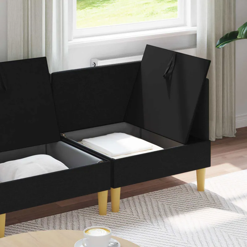 Modulinė sofa su laikymo vieta 4 pcs Juoda Audinys