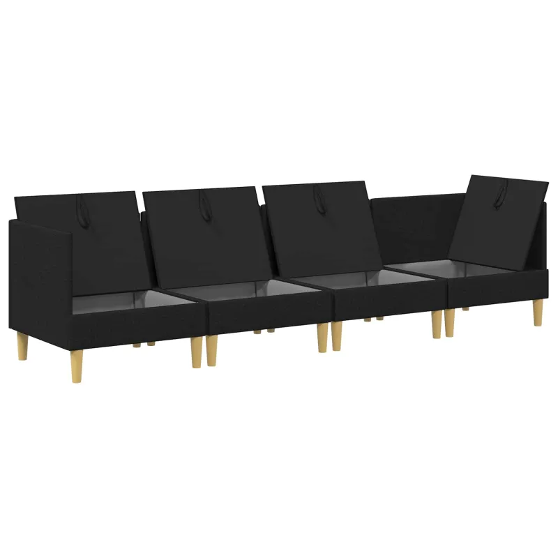 Modulinė sofa su laikymo vieta 4 pcs Juoda Audinys