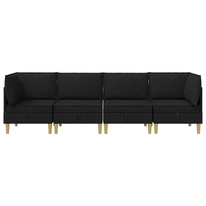 Modulinė sofa su laikymo vieta 4 pcs Juoda Audinys