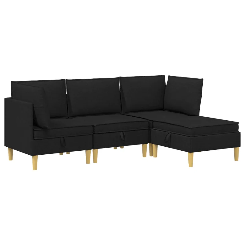 Modulinė sofa su laikymo vieta 4 pcs Juoda Audinys