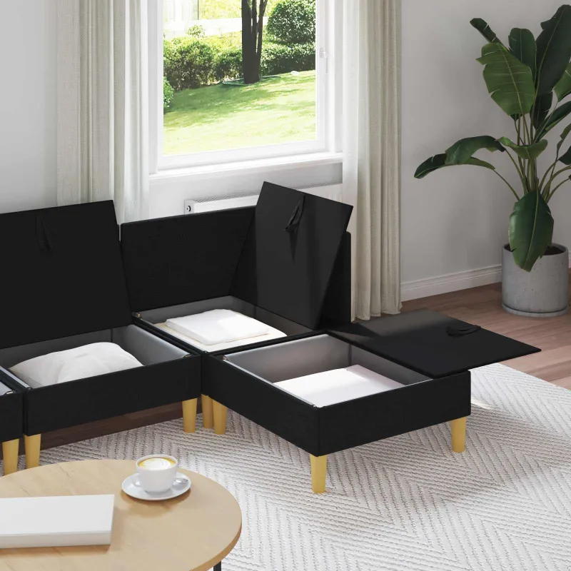 Modulinė sofa su laikymo vieta 4 pcs Juoda Audinys