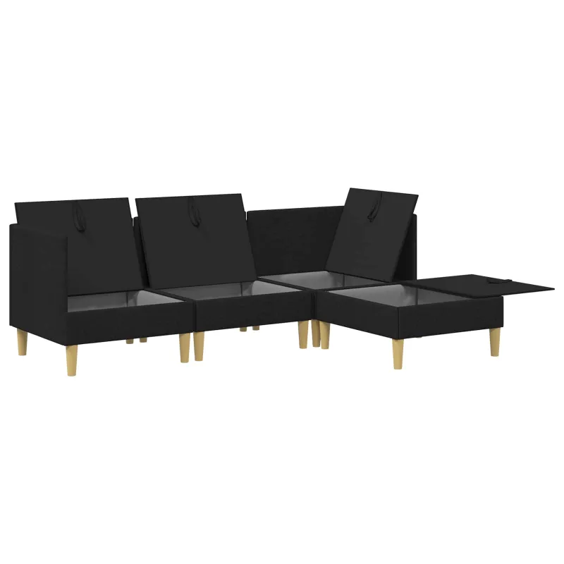 Modulinė sofa su laikymo vieta 4 pcs Juoda Audinys