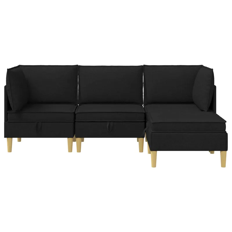 Modulinė sofa su laikymo vieta 4 pcs Juoda Audinys