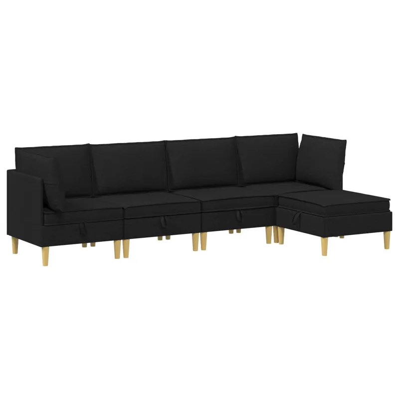 Modulinė sofa su laikymo vieta 5 pcs Juoda Audinys