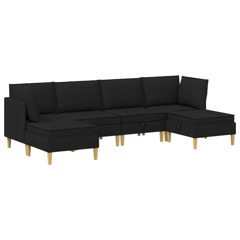 Modulinė sofa su laikymo vieta 6 pcs Juoda Audinys