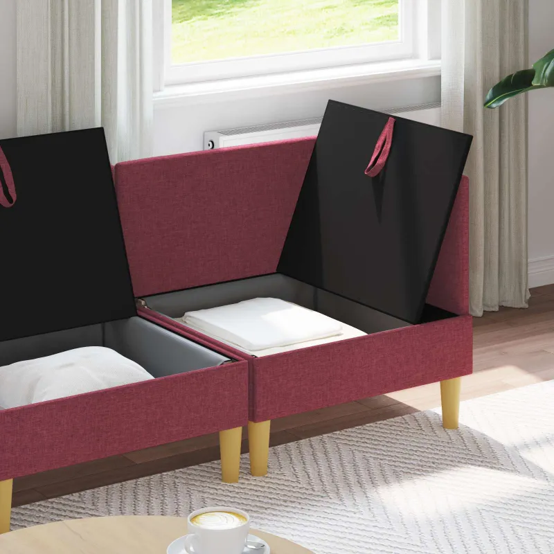 Modulinė sofa su laikymo vieta 3 pcs Vyno raudona Audinys