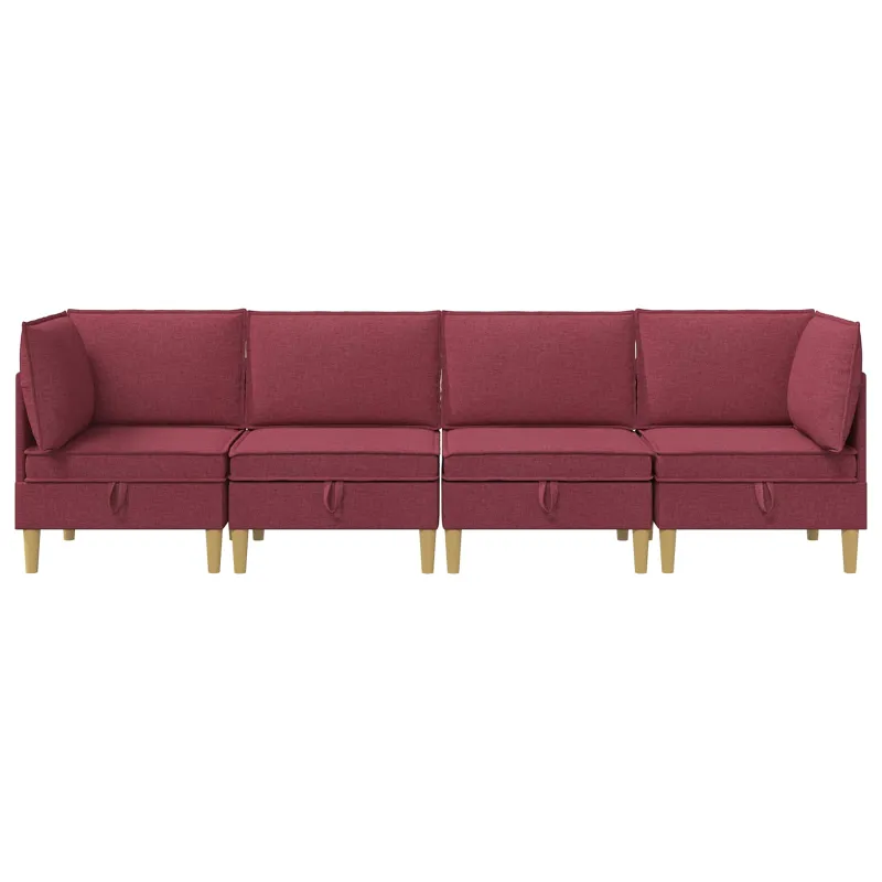 Modulinė sofa su laikymo vieta 4 pcs Vyno raudona Audinys