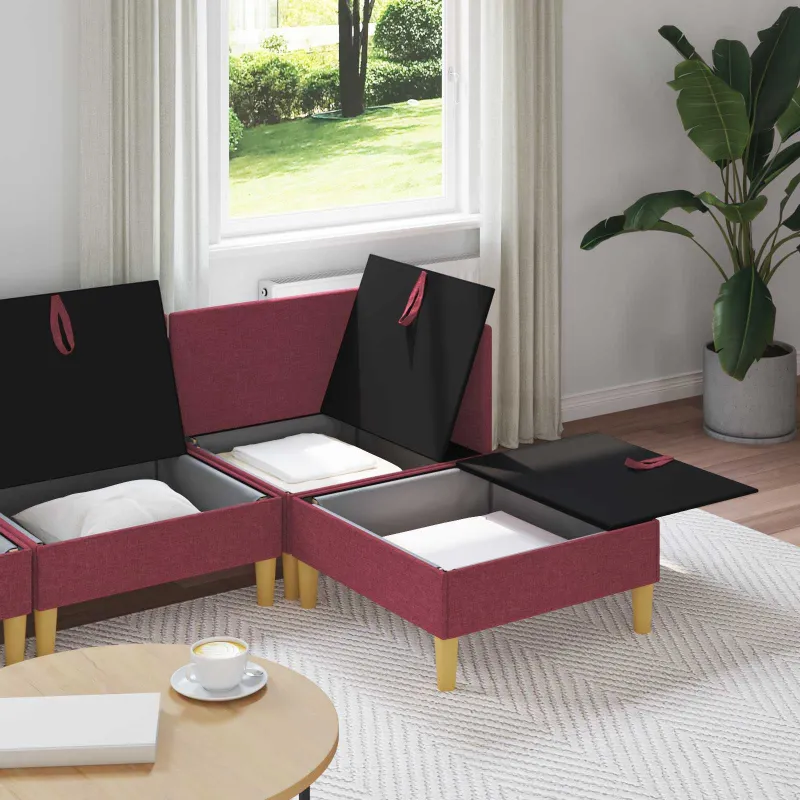 Modulinė sofa su laikymo vieta 4 pcs Vyno raudona Audinys