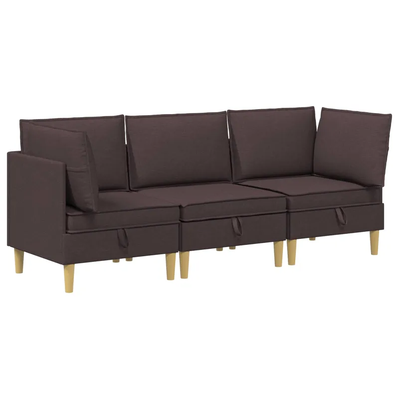 Modulinė sofa su laikymo vieta 3 pcs Tamsiai rudas Audinys