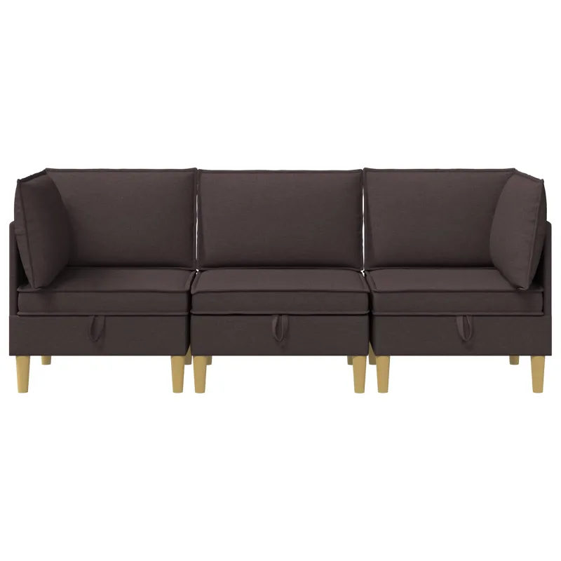 Modulinė sofa su laikymo vieta 3 pcs Tamsiai rudas Audinys