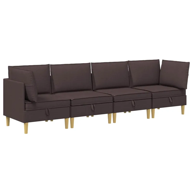 Modulinė sofa su laikymo vieta 4 pcs Tamsiai rudas Audinys