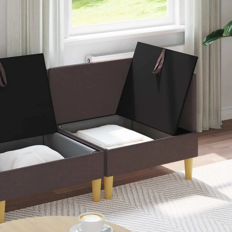Modulinė sofa su laikymo vieta 4 pcs Tamsiai rudas Audinys