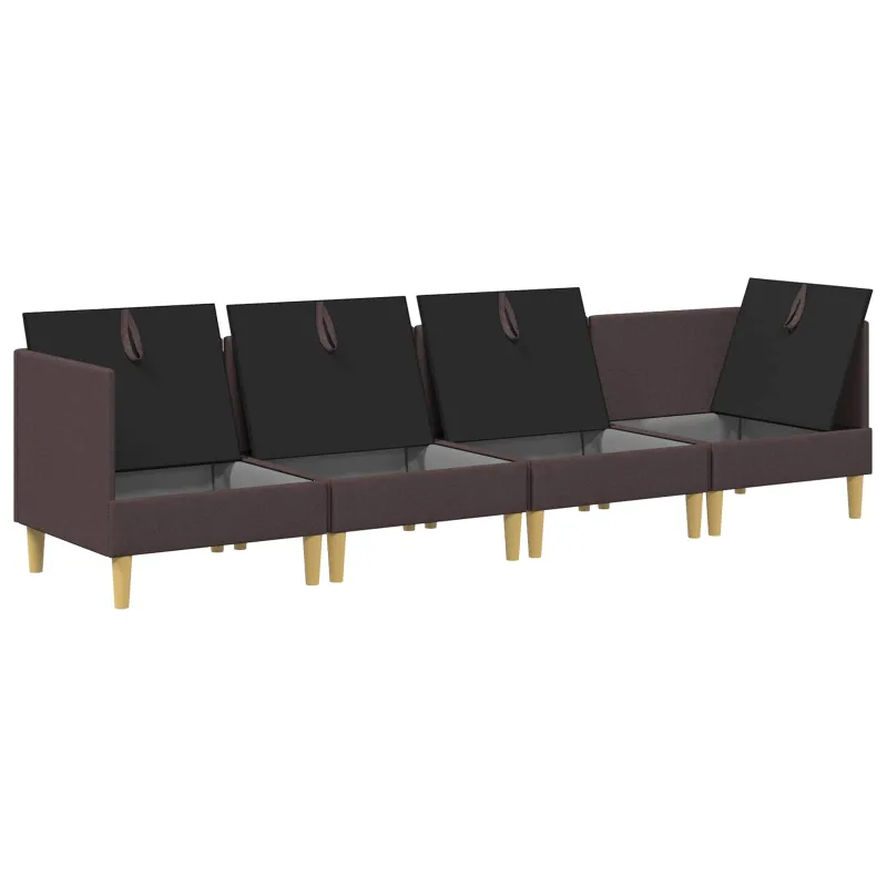 Modulinė sofa su laikymo vieta 4 pcs Tamsiai rudas Audinys