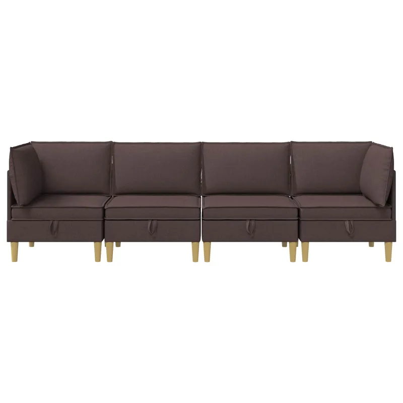 Modulinė sofa su laikymo vieta 4 pcs Tamsiai rudas Audinys