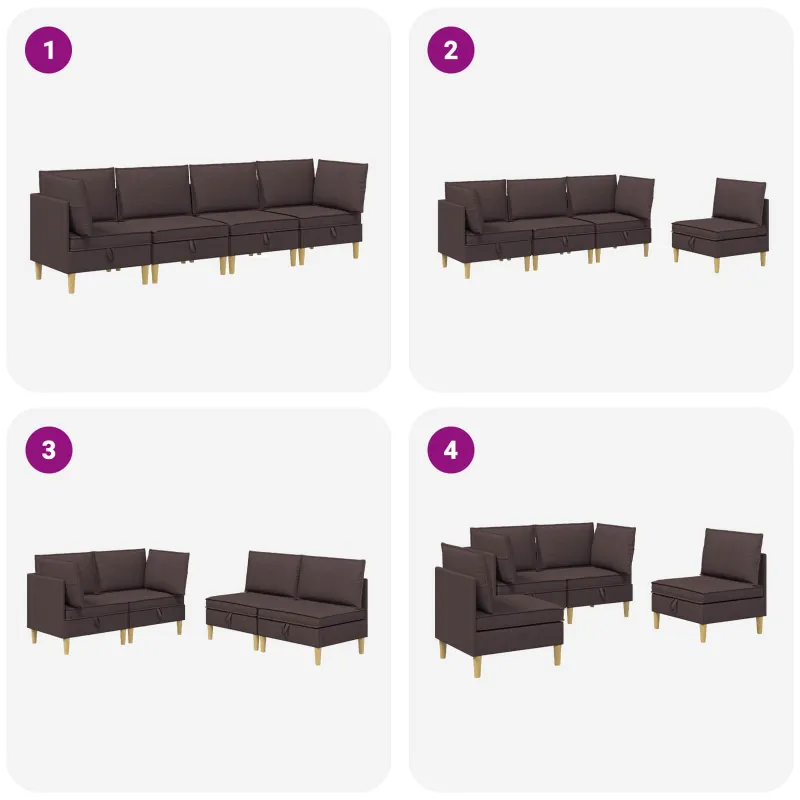 Modulinė sofa su laikymo vieta 4 pcs Tamsiai rudas Audinys