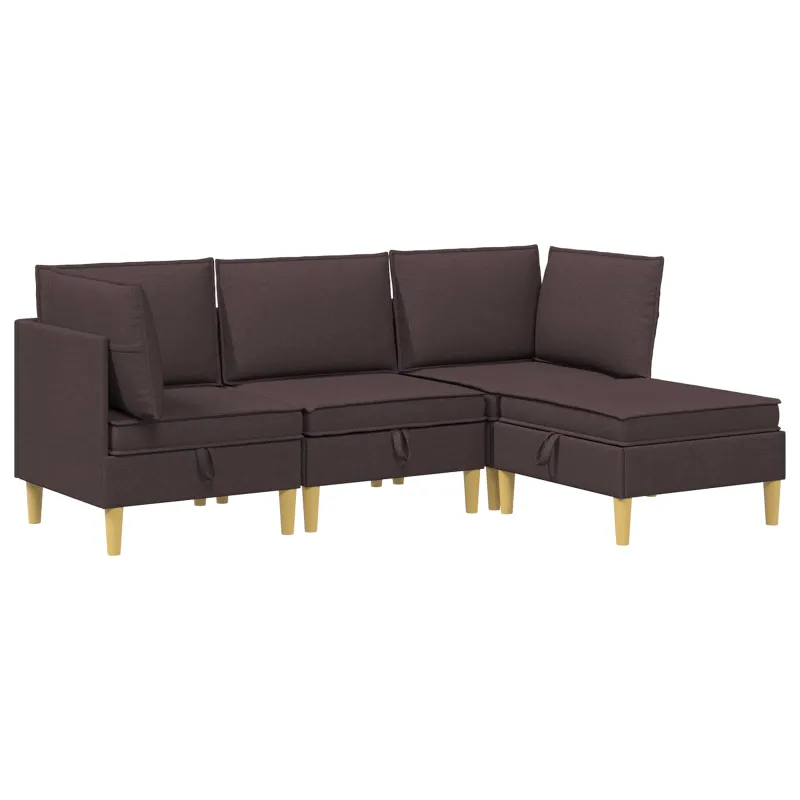 Modulinė sofa su laikymo vieta 4 pcs Tamsiai rudas Audinys