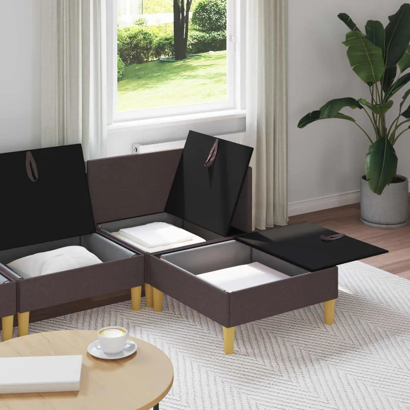 Modulinė sofa su laikymo vieta 4 pcs Tamsiai rudas Audinys