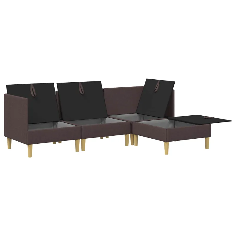 Modulinė sofa su laikymo vieta 4 pcs Tamsiai rudas Audinys
