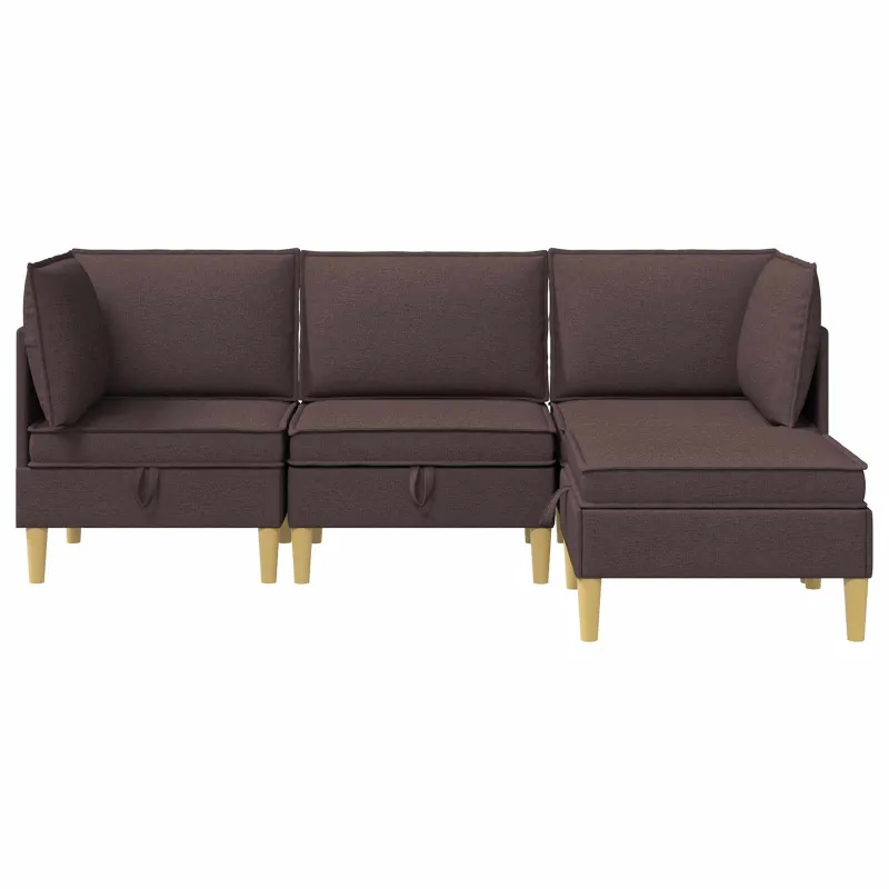 Modulinė sofa su laikymo vieta 4 pcs Tamsiai rudas Audinys