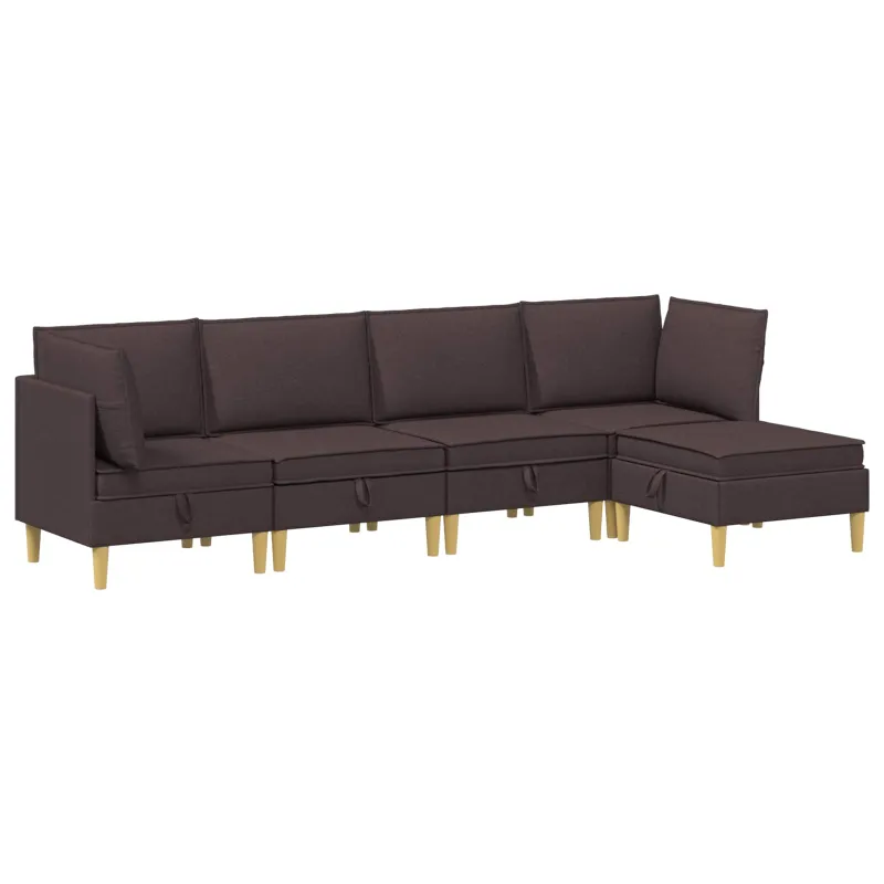 Modulinė sofa su laikymo vieta 5 pcs Tamsiai rudas Audinys