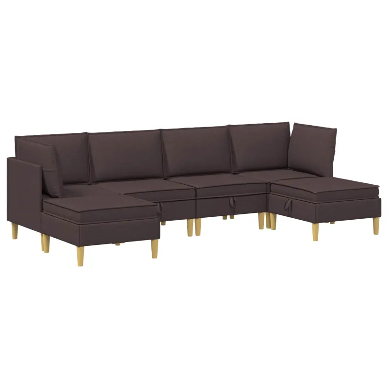 Modulinė sofa su laikymo vieta 6 pcs Tamsiai rudas Audinys