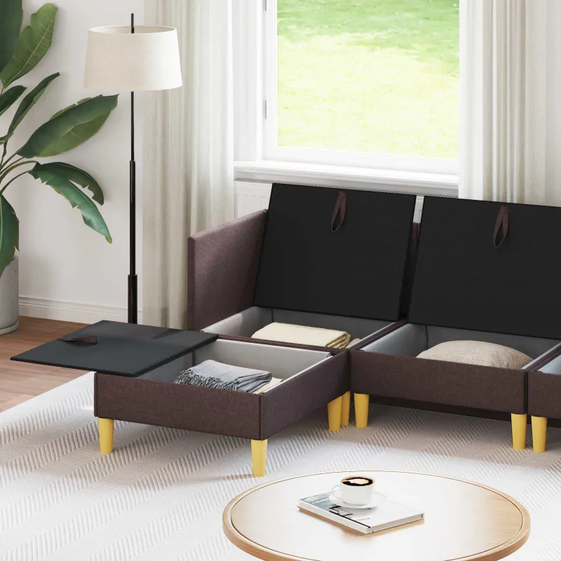 Modulinė sofa su laikymo vieta 6 pcs Tamsiai rudas Audinys