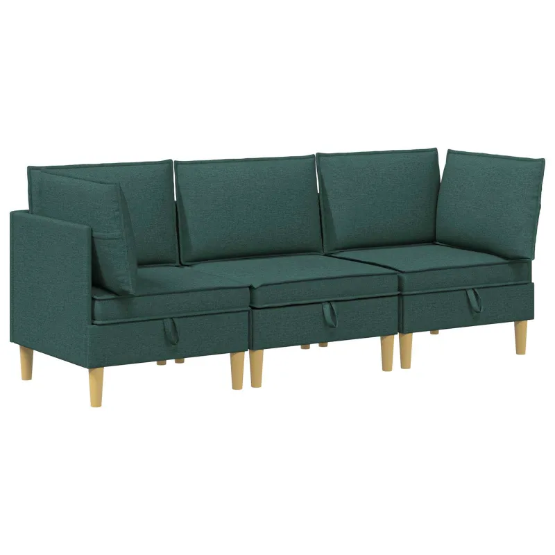 Modulinė sofa su laikymo vieta 3 pcs Tamsiai žalia Audinys
