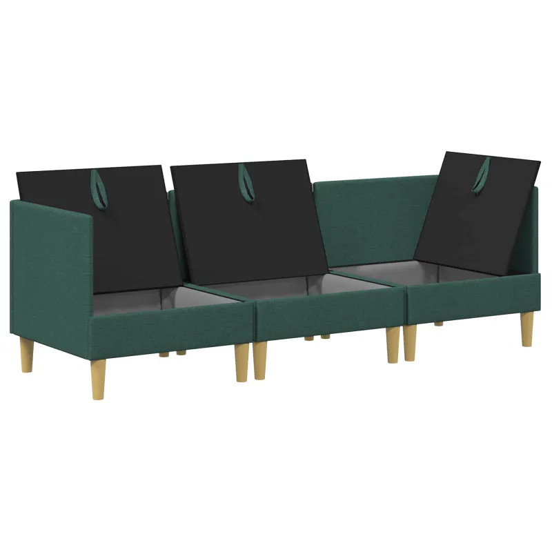 Modulinė sofa su laikymo vieta 3 pcs Tamsiai žalia Audinys