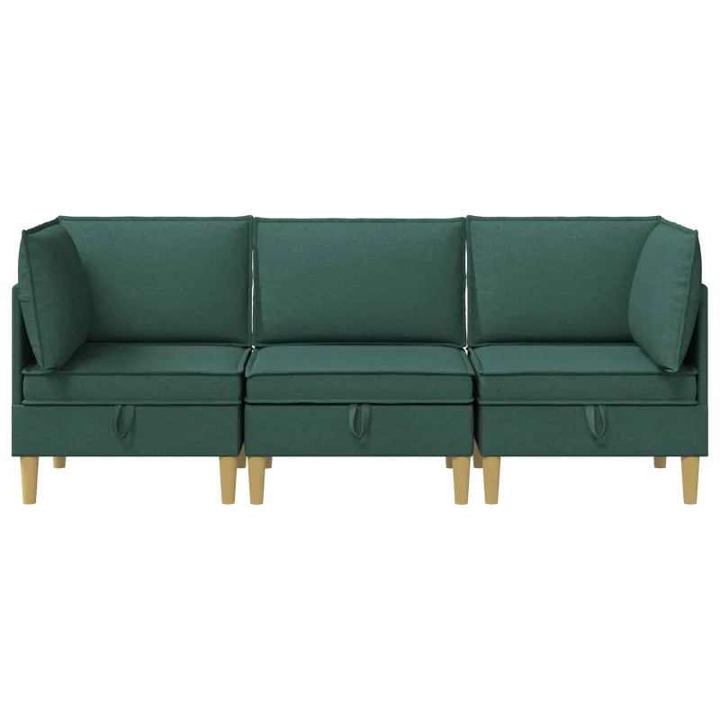 Modulinė sofa su laikymo vieta 3 pcs Tamsiai žalia Audinys