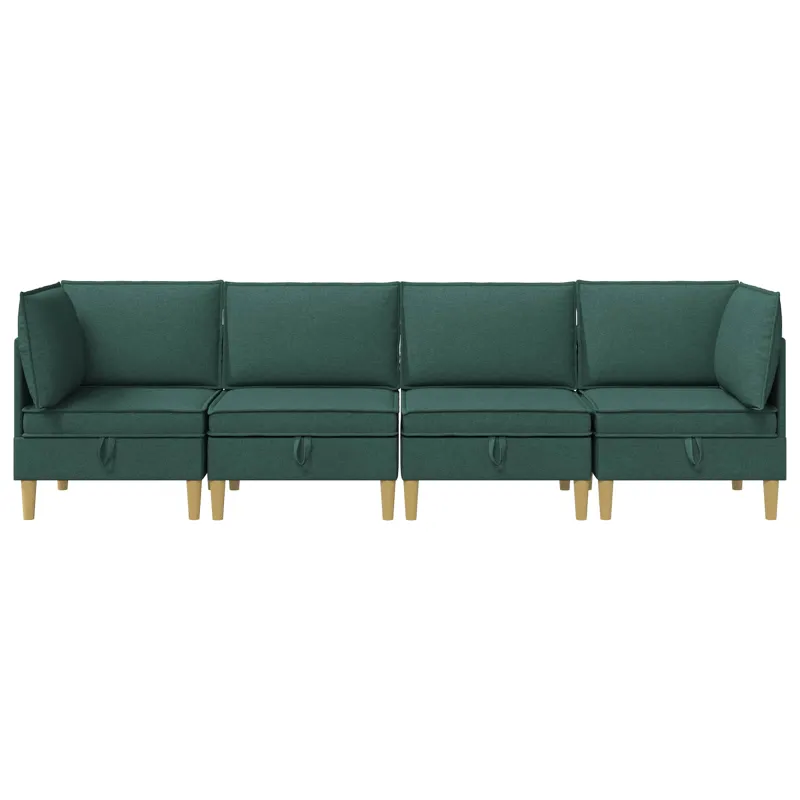 Modulinė sofa su laikymo vieta 4 pcs Tamsiai žalia Audinys