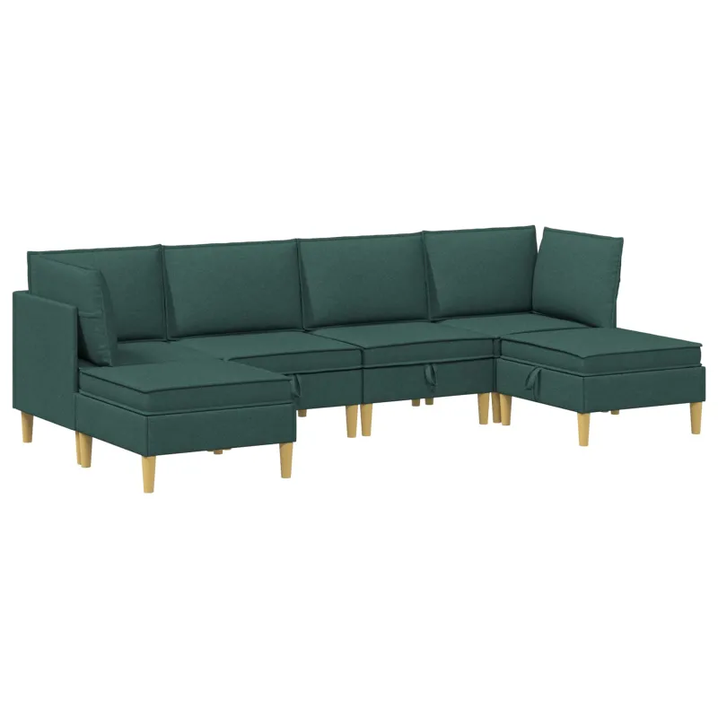 Modulinė sofa su laikymo vieta 6 pcs Tamsiai žalia Audinys
