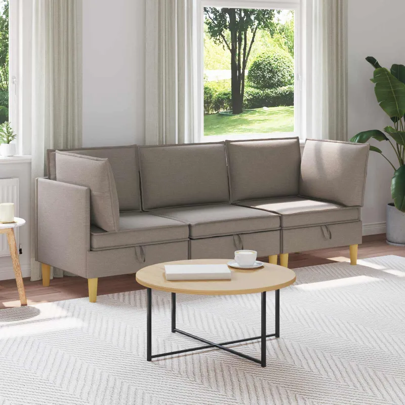 Modulinė sofa su laikymo vieta 3 pcs Taupe Audinys