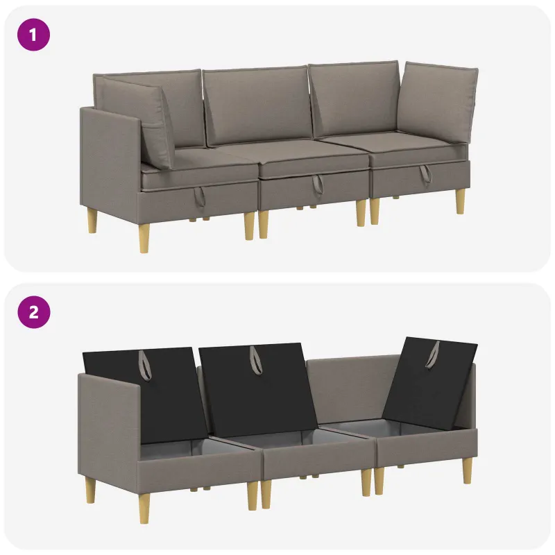 Modulinė sofa su laikymo vieta 3 pcs Taupe Audinys