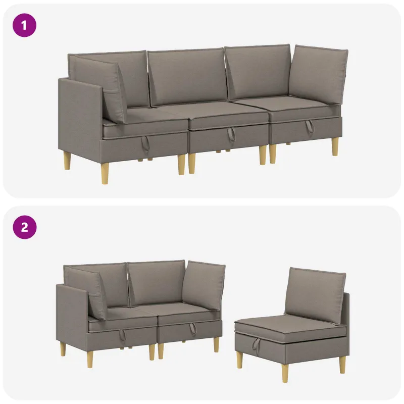 Modulinė sofa su laikymo vieta 3 pcs Taupe Audinys