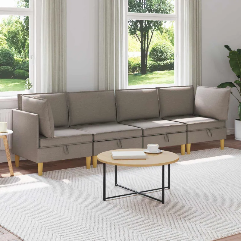 Modulinė sofa su laikymo vieta 4 pcs Taupe Audinys