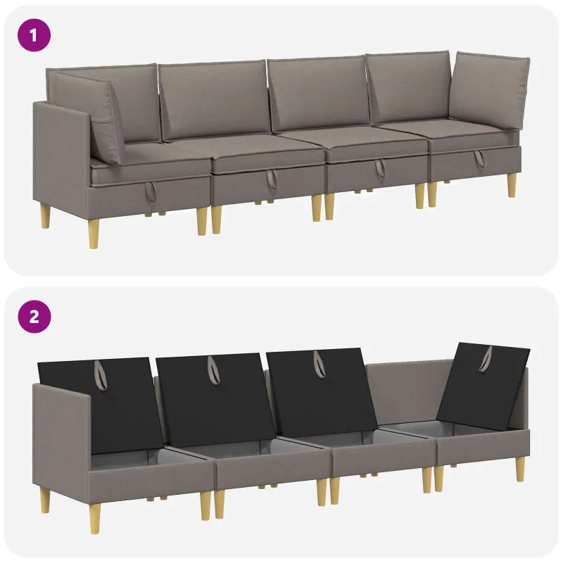 Modulinė sofa su laikymo vieta 4 pcs Taupe Audinys