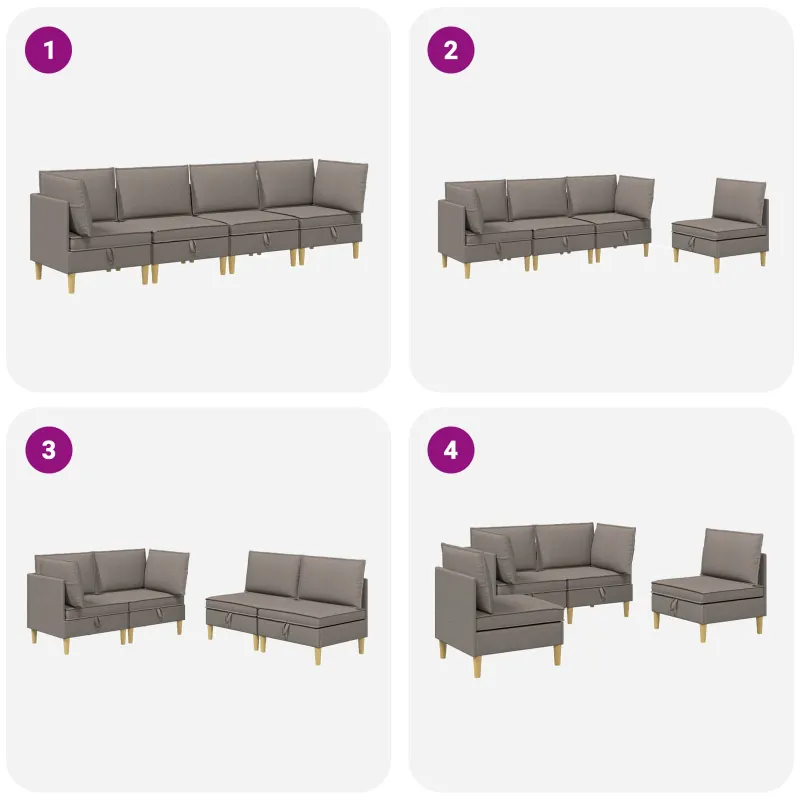 Modulinė sofa su laikymo vieta 4 pcs Taupe Audinys