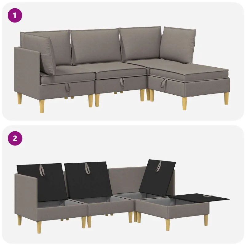 Modulinė sofa su laikymo vieta 4 pcs Taupe Audinys