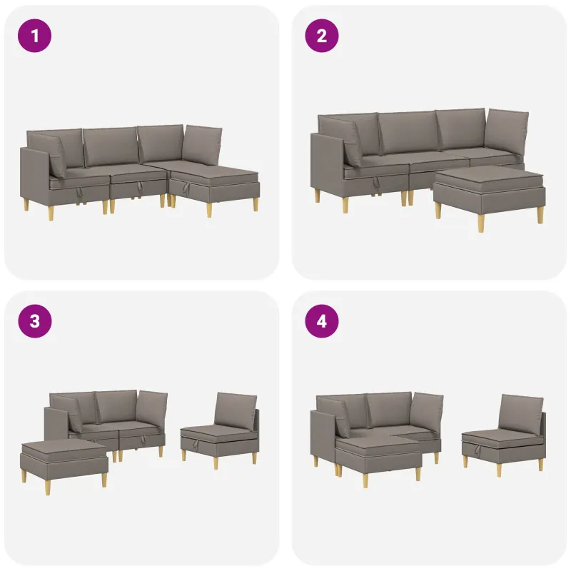 Modulinė sofa su laikymo vieta 4 pcs Taupe Audinys