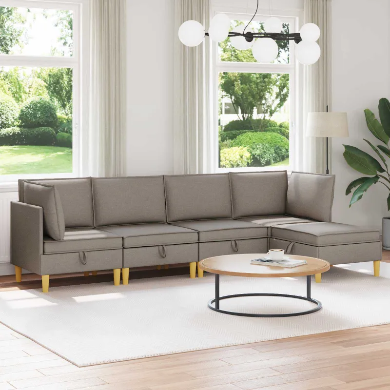 Modulinė sofa su laikymo vieta 5 pcs Taupe Audinys