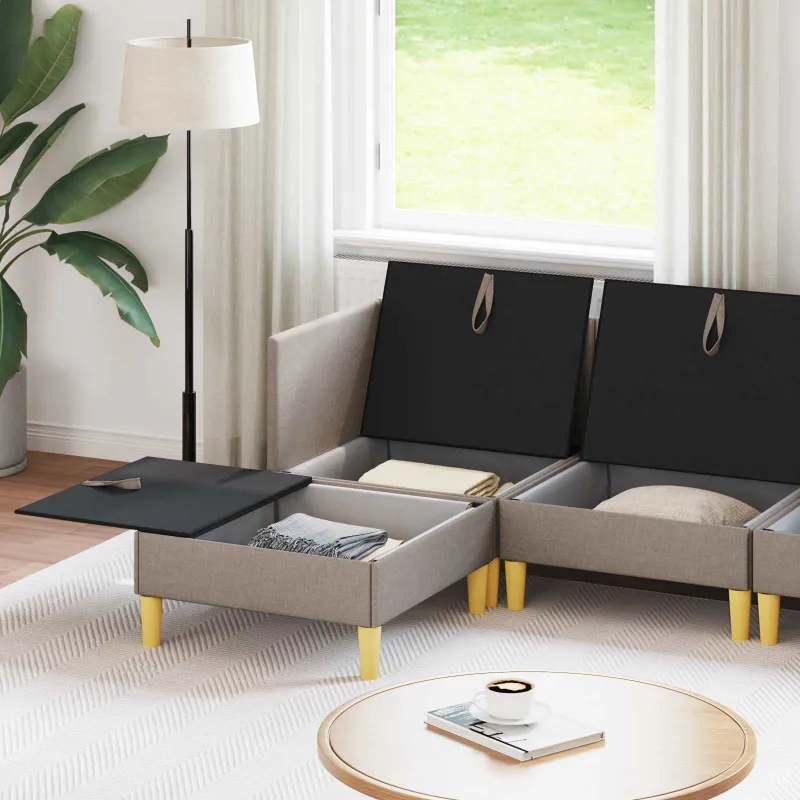 Modulinė sofa su laikymo vieta 5 pcs Taupe Audinys