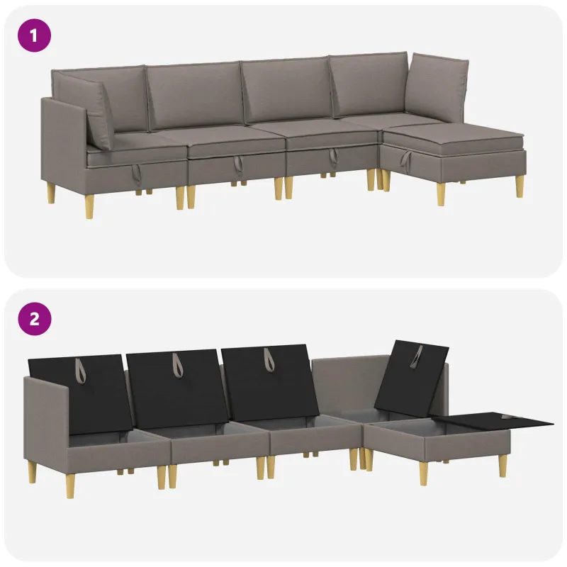 Modulinė sofa su laikymo vieta 5 pcs Taupe Audinys